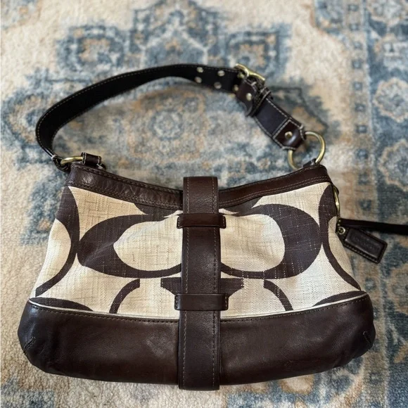 Coach Vintage Leather Brown and Cream Women's Bag - Picture 4 of 9